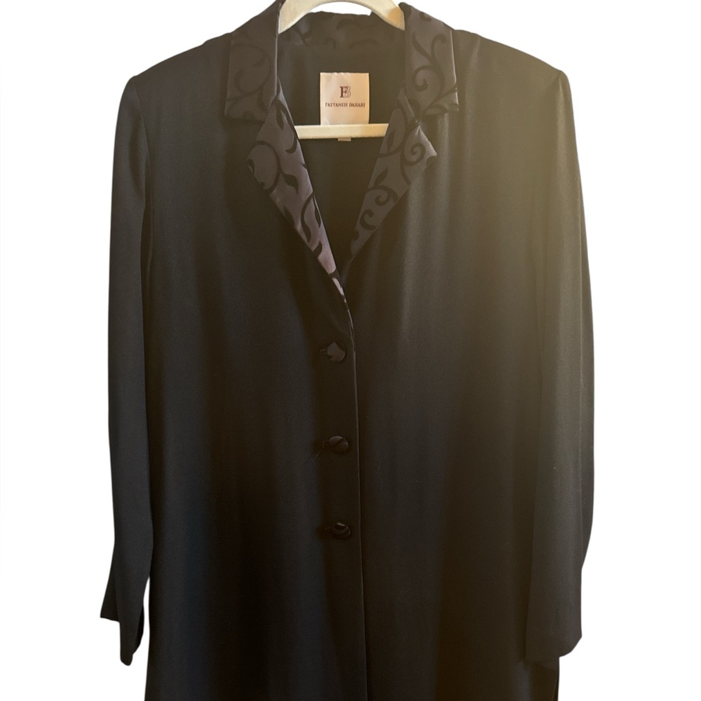 Fattaneh Bahari Vintage Woman’s Size 12 Black Jacket Dress Buttons Design Collar